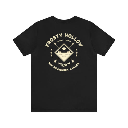 Frosty Hollow, New Brunswick.  Cream on Black, Gender Neutral,  Premium Cotton T-shirt.