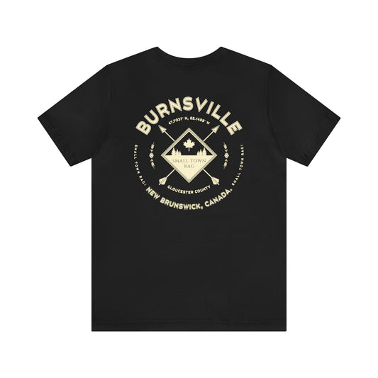 Burnsville, New Brunswick.  Premium Quality, Cream on Black, Gender Neutral, T-shirt.