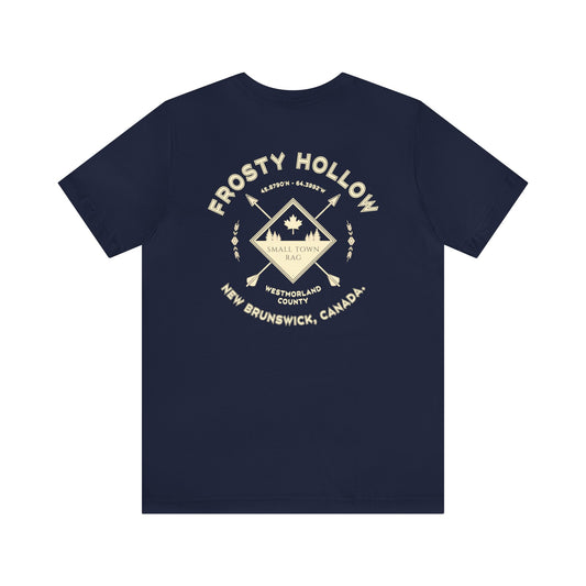 Frosty Hollow, New Brunswick.  Cream on Navy, Gender Neutral,  Premium Cotton T-shirt.