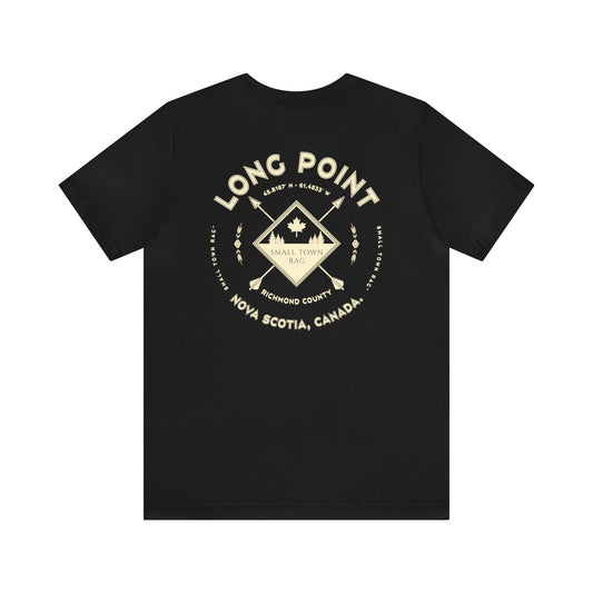 Long Point, Nova Scotia.  Cream on Black, Gender Neutral,  Premium Cotton T-shirt.