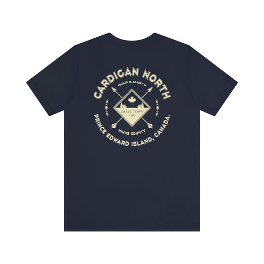 Cardigan North, Prince Edward Island.  Canada.  T-shirt, Cream on Navy, Gender Neutral.