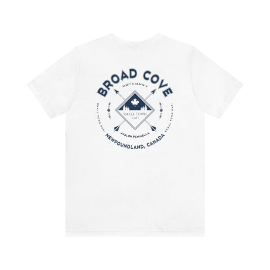 Broad Cove, Newfoundland.  Canada. Navy on White, Gender Neutral, T-shirt, Designed by Small Town Rag.-SMALL TOWN RAG