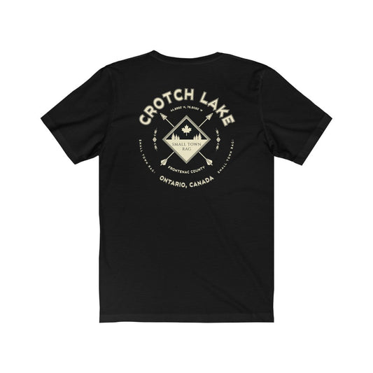 Crotch Lake, Ontario.  Canada. Cream on Black, Gender Neutral, T-shirt, Designed by Small Town Rag.-SMALL TOWN RAG