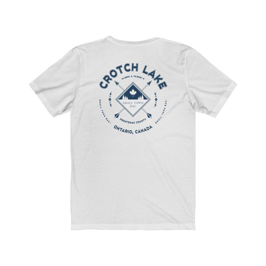 Crotch Lake, Ontario.  Canada. Navy on White, Gender Neutral, T-shirt, Designed by Small Town Rag.-SMALL TOWN RAG