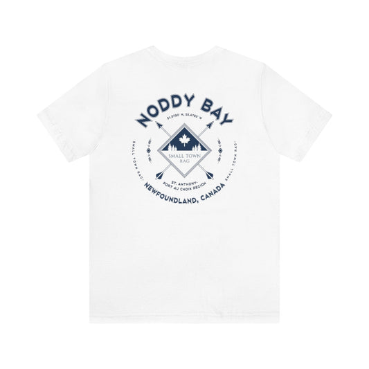Noddy Bay, Newfoundland.  Canada. Navy on White, Gender Neutral, T-shirt, Designed by Small Town Rag.-SMALL TOWN RAG
