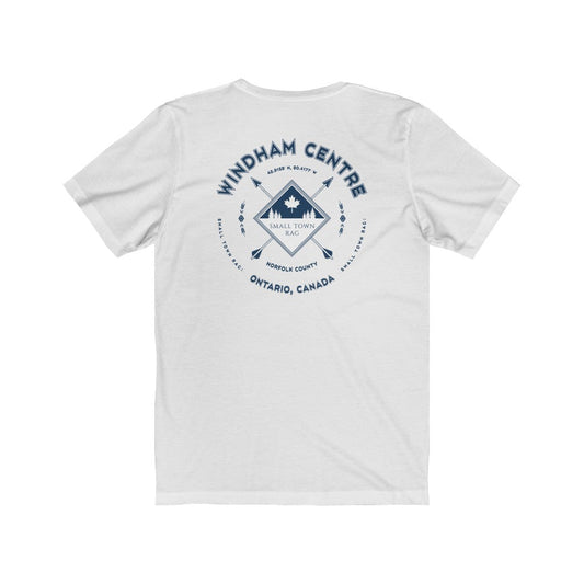 Windham Centre, Ontario.  Canada. Navy on White, Gender Neutral, T-shirt, Designed by Small Town Rag.-SMALL TOWN RAG