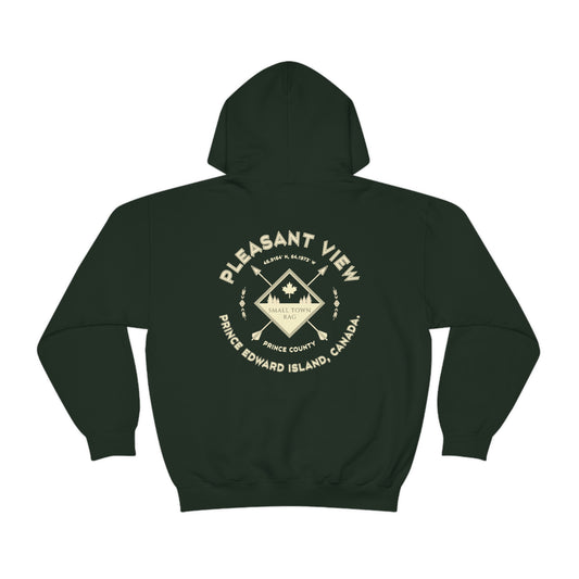 Pleasant View, Prince Edward Island.  Canada.  Cream on Forest Green, Pull-over Hoodie Sweatshirt.