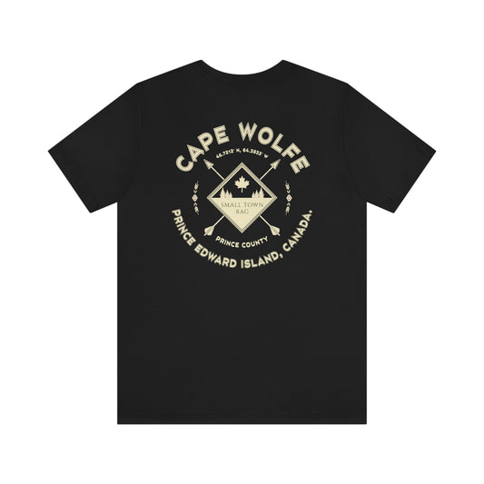 Cape Wolfe, Prince Edward Island.  Canada.  T-shirt, Cream on Black, Gender Neutral.