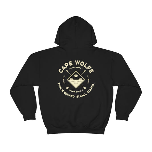 Cape Wolfe, Prince Edward Island.  Canada.  Cream on Black, Pull-over Hoodie Sweatshirt.